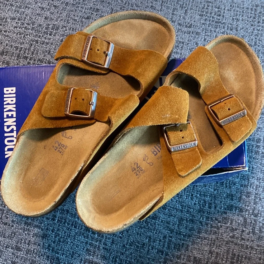 Birkenstock Men's Two-Strap Suede Sandals in Tan - Picture 7 of 7